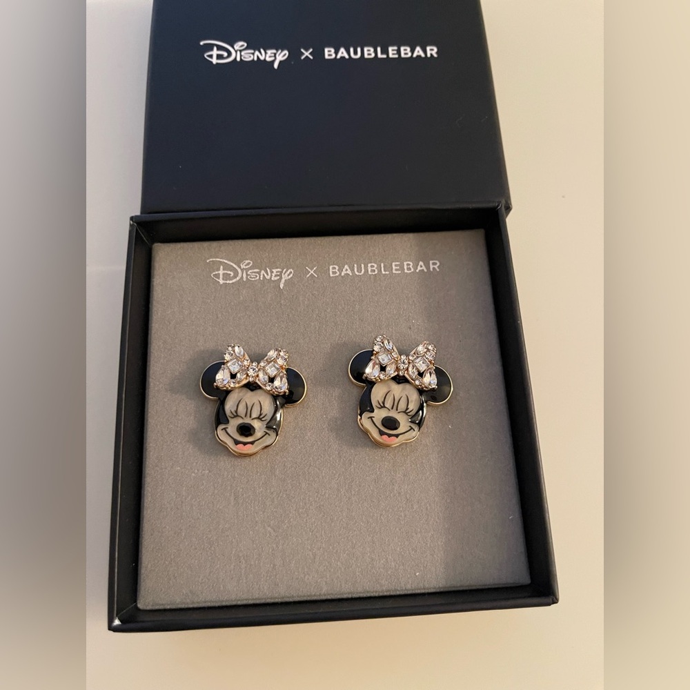 BaubleBar Disney Minnie Mouse Earrings with Black and Silver Details